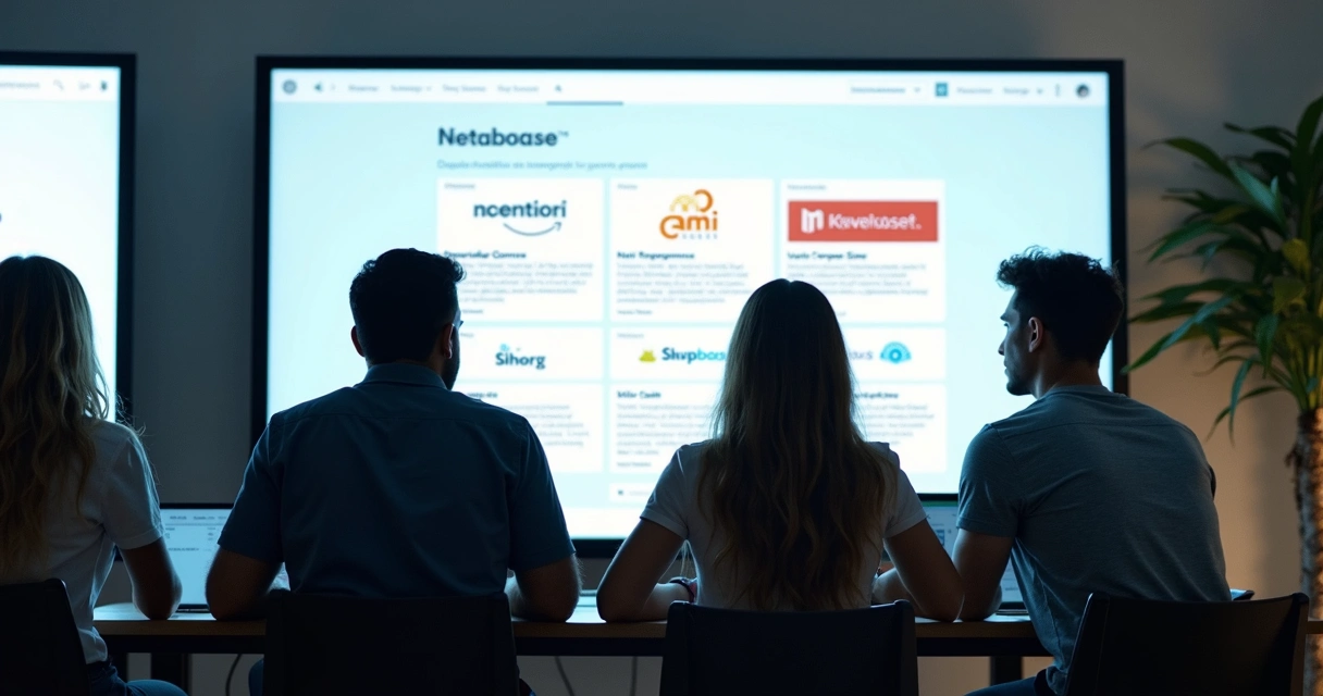 Equipe analisando opções em telas