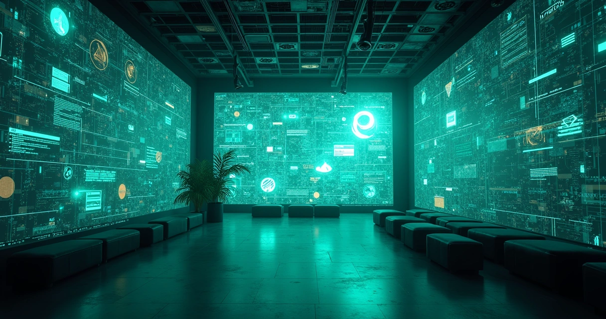 Projeção futurista de painéis de software abertos integrados